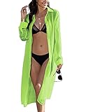Zeagoo Women's Flowy Kimono Cardigan Open Front Maxi Dress(Green, Small)