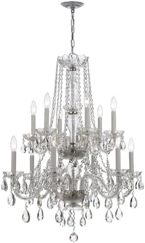 Crystorama Traditional Crystal 12 Light Hand Cut Crystal Polished Chrome Chandelier