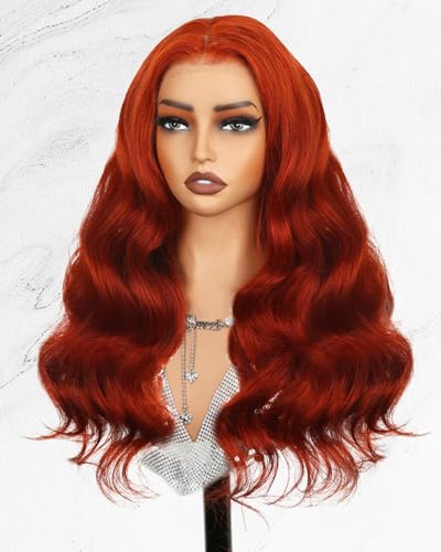 Ginger Orange Body Wave HD Lace Frontal Wigs Human Hair，200%