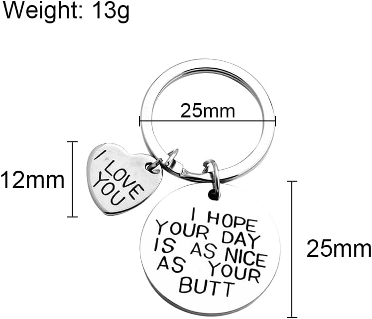 Miniatura 5 de Llavero con texto en inglés I Hope Your Day Is As Nice As Your But, regalo para novio, novia, esposa, marido, regalo, Metal, S