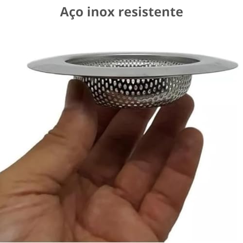 Kit 2 Ralos de Pia 9cm Inox Premium Para Cozinha e Banheiro Não Enferruja Borda Revestida Previne En