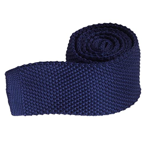 DYNWAVE Adulto Unissex Gravata Masculina Malha Gravata Sólida Tricô 146Cm, Azul Escuro, Como Descrit