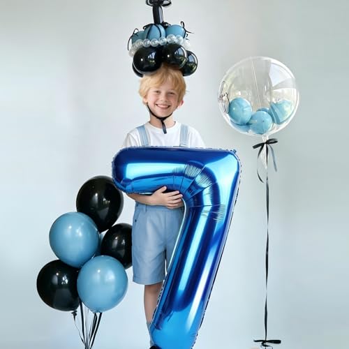 Image of Number Balloons Navy Blue Balloons - Giant Number 10 Balloon, 10 20 30 40 50 Numbers Balloon Birthday Decorations, Blue Party Supplies for Boy Men