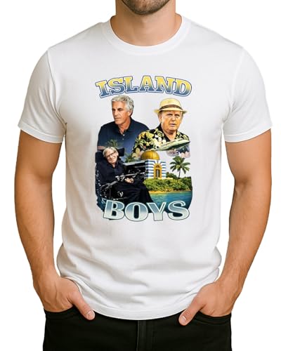 Island Boys Politik Satire Motiv mit Epstein Trump & Stephen Hawking Herren T-Shirt Weiß M
