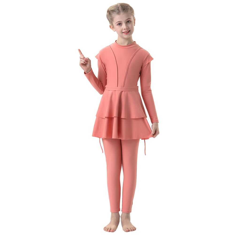 FYMNSI Kids Burkini Swimsuits Girls Baby Modest Muslim Swimwear Long Sleeve Swim Top Pants Hijab 3PCS Bathing Suit Rash Guard