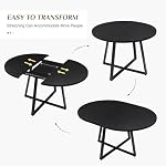 LYNCOHOME Round Extendable Dining Table for 4-8 People, Space Saving Modern Wood Kitchen Table with Metal Base for Kitchen and Living Room, 43.3-59 Inch (Black)