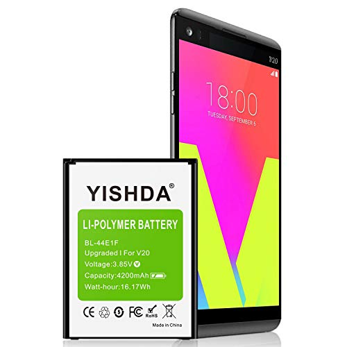 LG V20 Battery (Upgraded), YISHDA 4200mAh Li-Polymer Replacement LG BL-44E1F Battery for LG V20 H910 H918 LS997 US996 VS995 Cell Phone | LG V20 Spare Battery