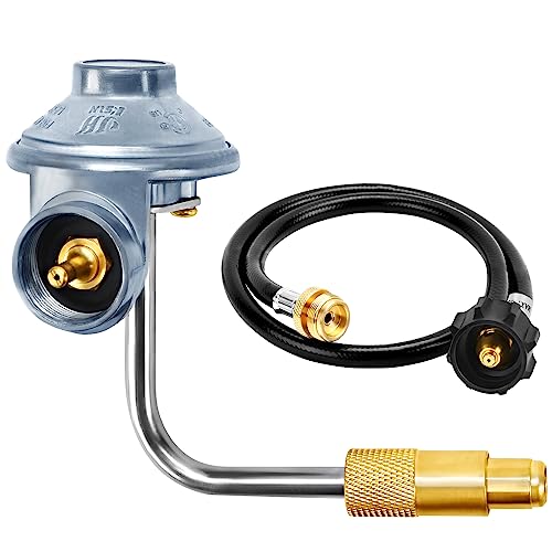 JEASOM Propane Adapter Hose and Gas Grill Regulator 3 FT fit for Blackstone 17”, 22” Tabletop Griddle- QCC1 / Type1 Connects for 1 lb to 20 lb Propane Tank.…