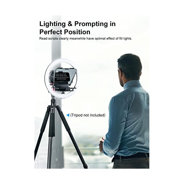 Teleprompter, Moman MTR 7.8Zoll Tragbar Klein Prompting Kit mit Ringleuchte, App, Fernbedienung für iPhone iOS/Android… – Bild 3