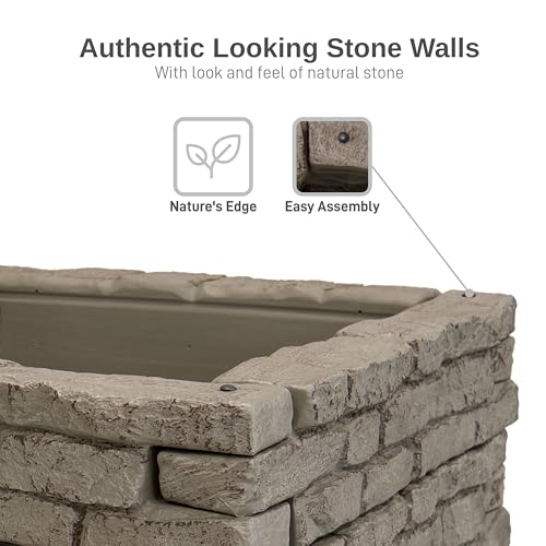 Image of RTS Home Accents Rock Lock Interlocking Landscape Edging and Border System, Straight Section With Spikes, 4-Feet Long (Pack of 2)