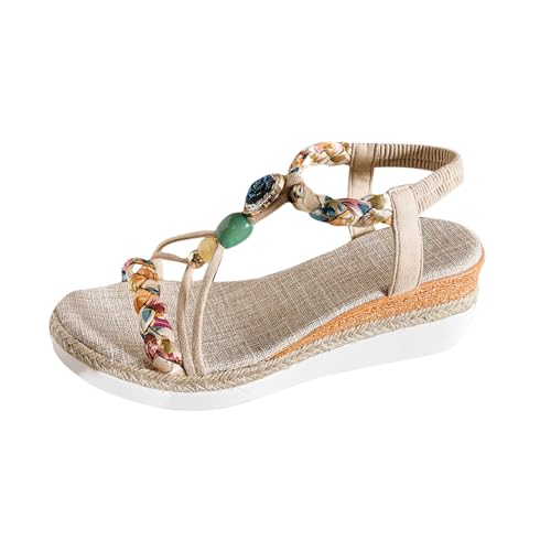 VPQILH Nuovi Sandali Donna con Zeppa Estive Vendita Eleganti Bohemia Sandalo Donna Elastici con Cinturino alla Caviglia Sandaletti Punta Aperte Ciabatte Vintage Moda Scarpe Sportivi Sandali Trekking