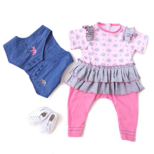 ZIYIUI Vêtements de Poupée pour New Born La Poupée Bébé Enfants Simulation Belle Trois Pièces 45-45 cm Tenue de poupée en Coton pour (18-22Pouces) Cover
