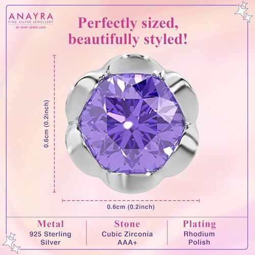 Image of 925 Sterling Silver Stud Earrings for Women | Cubic Zirconia Solitaire Ear Studs | Lightweight Hypoallergenic Anti-Tarnish Daily Wear Jewellery | Gift for Girls, Wife, Girlfriend, Mother, Sister | Birthday, Anniversary, Rakhi