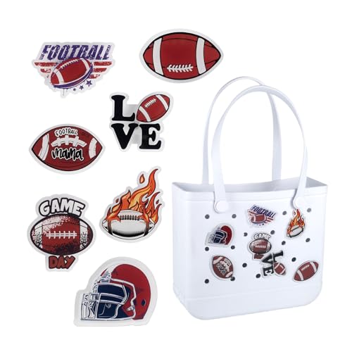 Football Charms Compatible for Bogg Bags Acrylic Sport Charms for Bogg Bag Decoration Accessories Compatible with Simply Southern Beach Tote(7 PCS)