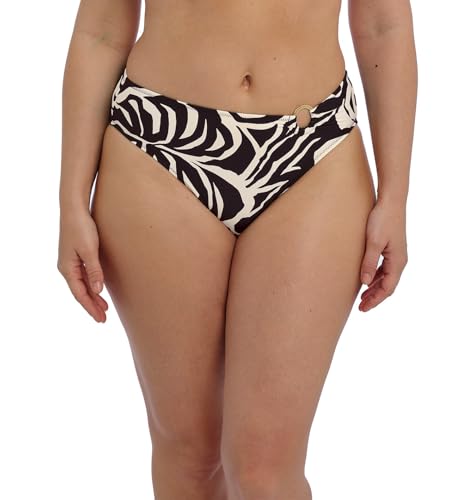 Fantasie Swim Women's Calcinha de biquĂni Aruba Nights de cintura mĂ©dia, Preto e creme, XGG