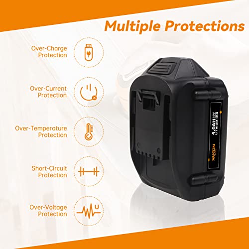 Vanon 20V 4.0Ah Replacement For Worx 20V Battery Wa3520 Max Lithium Ion Wg151S Wg155S Wg251S Wg540S Wg890 Wg891,2Pack #TOP4