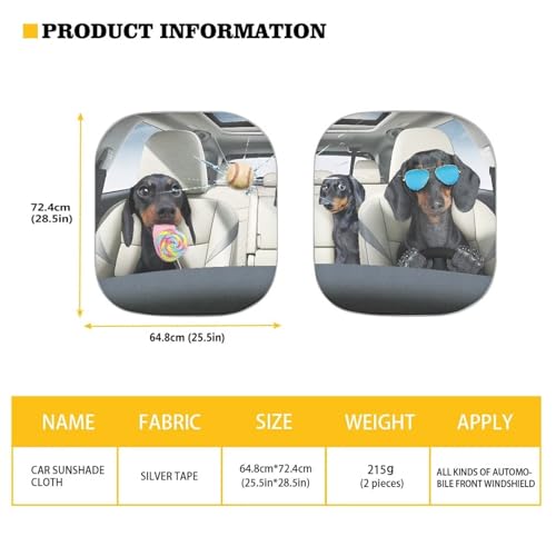 Image of Cool Puppy Car Front Windshield Sun Shade 2 PCS Windshield Cover Foldable Automotive Interior Accessories for Sun Protection Heat Reflector-Keep Your Vehicle Cool