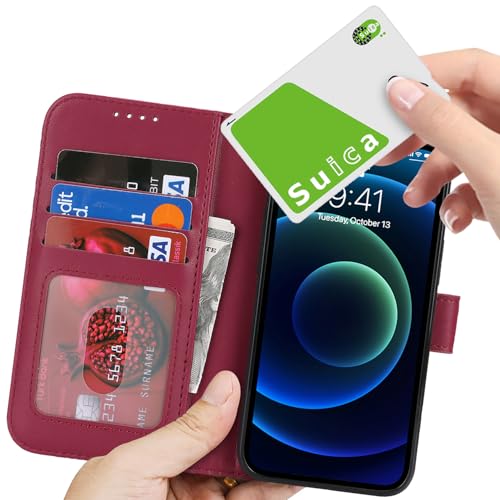 Image of for iPhone 13 Mini Case Wallet with Card Holder,for iPhone 13 Mini Wallet Case for Women Men,PU Leather Shockproof Magnetic Buckle Stand Flip Phone Case-Red
