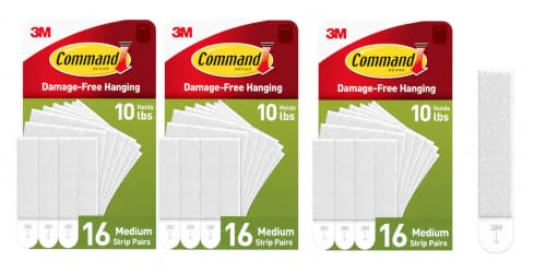 Image of Command Medium Picture Hanging Strips, White, 3 Pack, 48 Pairs Total
