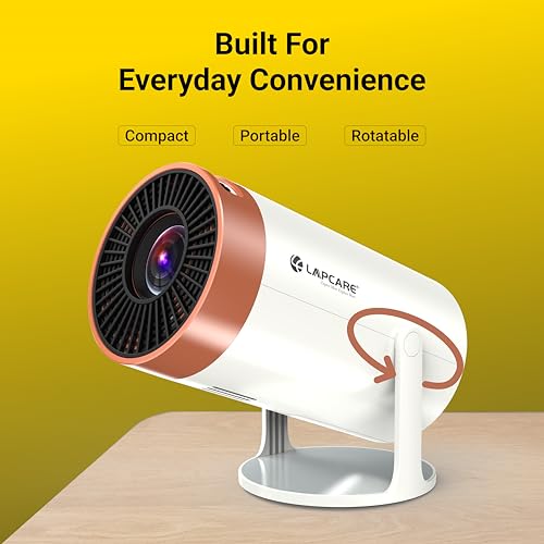 Image of LAPCARE LLP-012 LED Projector with 1080p HD Resolution, Rotatable Design, Built-in Streaming Apps, 2500 Lumens, Screen Mirroring, 3 W Speaker, 1 GB RAM & 8GB ROM (White)