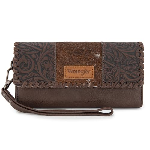 Image of Montana West X Wrangler Western Wallets for Women Trifold Wristlet Wallets Large Capacity Women Clutch Wallet with Coin Purse