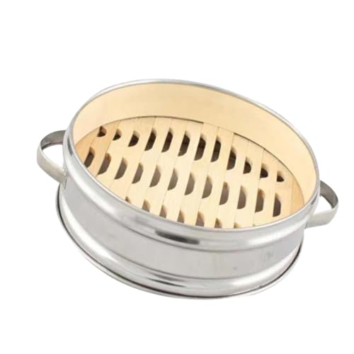 BRIGHTFUFU 不??? 竹蒸? ダブルハンドル 蒸し料理用 蒸しラック付 蒸し器ボックス キッチン用 ポータブル蒸籠