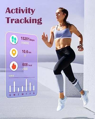 Image of RUIMEN Smart Watches for Women Men (Answer /Make Calls) Compatible with iPhone /Android Phones, 1.85 inch HD Screen Fitness Tracker Heart Rate Monitor 100+ Sports Tracker Watch Waterproof (Pink)
