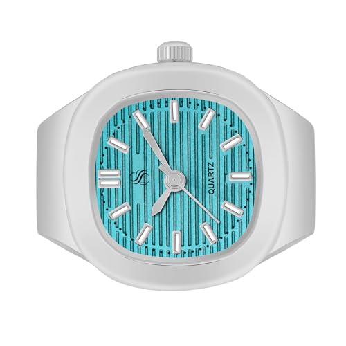 Image of Shocknshop Analog Fashion Stainless Steel Square Silver Ladies Ring Watch for Women -W165