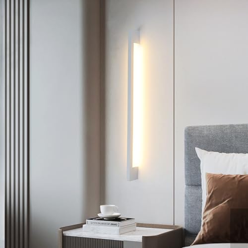 Lámpara de pared minimalista de metal blanco de 80cm con iluminación elegante para fondos modernos