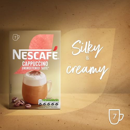 Image of NESCAFE Cappuccino Unsweetened Instant Coffee 7 Sachets, 100percent Responsibly Sourced Coffee Pack of 1