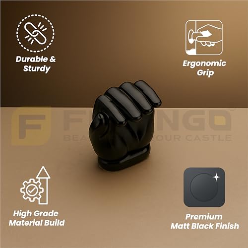 Image of Hand Design Knob for Drawer /Door Knob /Drawer Knobs /Decorative Knobs and Pulls /Door Hardware /Zinc Alloy (Matt Black Finish) Pack of 8-| 3 Years Warranty |