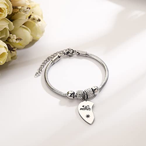 Image of Yonhon Mother Daughter Bracelet Necklace for 2 /3 /4, Mother Daughter Matching Keychain Set