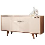 Kit Para Sala de Jantar Aparador 04 Portas Havana B01 com Cristaleira Luma Off White Nature - Lyam Decor 15 41LQXIGUVQL
