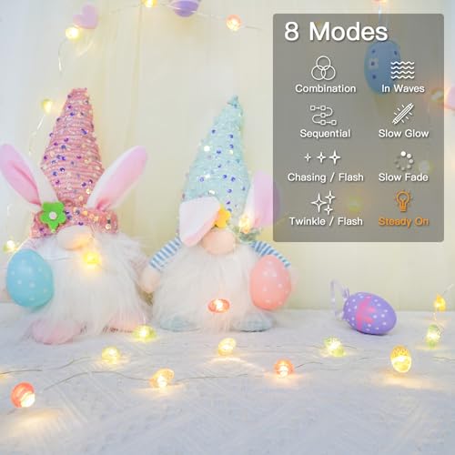Image of suddus Easter Eggs Decor Lights,12.8ft 40LED Multi Color Small Fairy Lights with Remote, Easter Lights String Battery Operated for Table Indoor Home Wreaths Mantels Outdoor Tree Garden Decoration