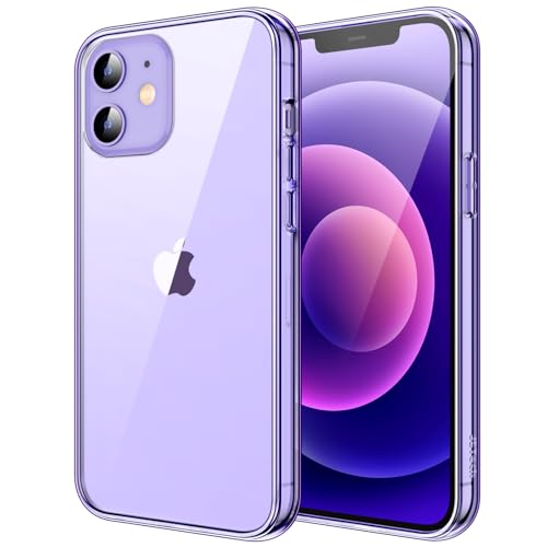 JETech Case for iPhone 12/12 Pro 6.1-Inch, Non-Yellowing Shockproof Phone Bumper Cover, Anti-Scratch Clear Back (Deep Purple)