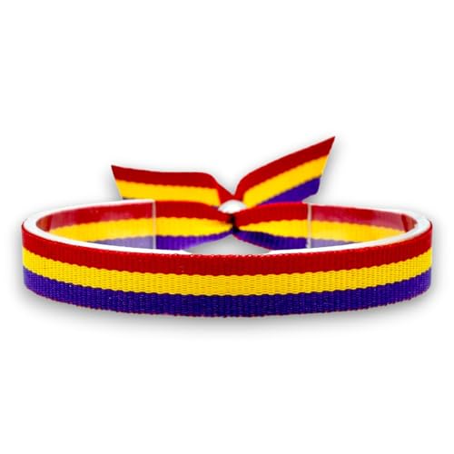 BDM Pulsera de Hombre y Mujer de Tela con la Bandera de la República. Ajustable y Regulable a Cualquier Medida. Ancho 10 mm (1 Unidad)