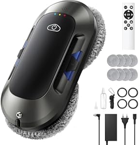 6000Pa Fensterputzroboter mit Doppelter Düse, Elektrischer Fensterroboter, Fernbedienung, 3 Reinigungsmodi, Intelligente Navigation, Kantenerkennung, Sicherheitssystem, Für Glatte Oberflächen