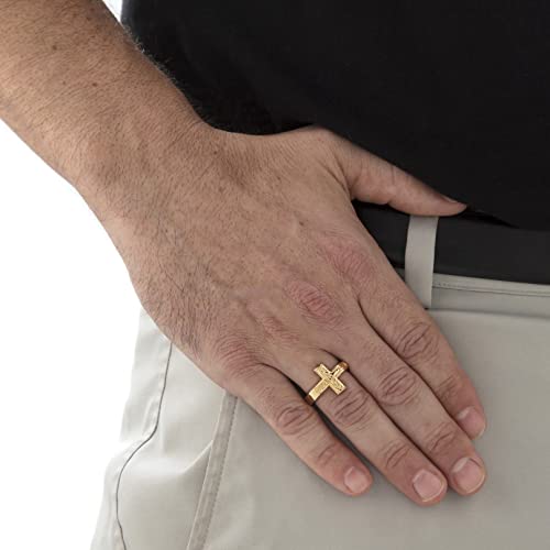 PalmBeach Men's Yellow Gold-plated Sterling Silver Horizontal Crucifix Cross Ring Sizes 8-13 Size 11