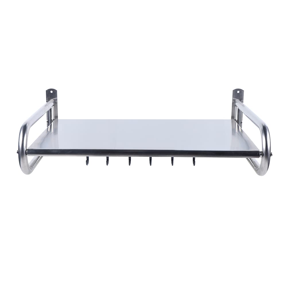 Estante para microondas, soporte de pared de acero inoxidable, soporte de pared para microondas, adecuado para cocina, salón, estudio y comedor, color plateado