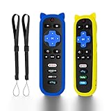 （Pack of 2） Blue + Yellow Silicone Protective Soft Cases Covers Compatible with RC280 TCL ROKU...