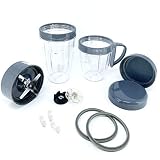 🍌 EL SET INCLUYE: 1x vaso alto - 680ml/24oz, 1x vaso corto (vaso de batidora con tapa) - 511ml/18oz (vasos de repuesto Nutribullet), 1x anillo de labios giratorio, 1x anillo de tapa giratorio con asa, 2x tapa resellable, 1x cuchilla extractora, 1x engranaje de la base superior, 1x engranaje de goma, 2x juntas de goma, 3x almohadillas de choque.