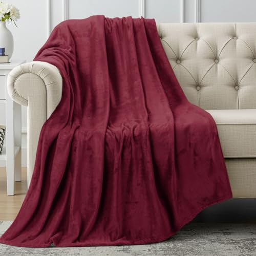 Image of Utopia Bedding Fleece Blanket Throw Size Burgundy 300GSM Luxury Anti-Static Fuzzy Soft Microfiber Blanket for Couch, Sofa and Bed (50x60 Inch)