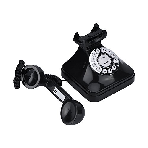 Teléfono fijo retro con cable vintage Zerone negro miniatura 7