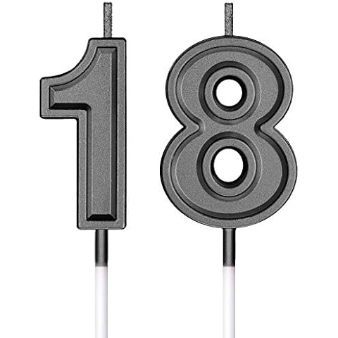 18th Birthday Candles Cake Number Candles Happy Birthday Cake Topper Decorations for Birthday Wedding Anniversary Celebration Supplies (Black) Cover