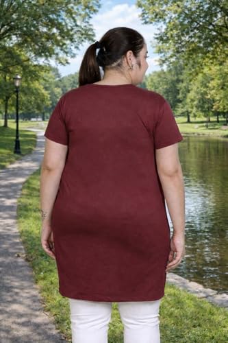 Image of RYSH Women's Printed Cotton Plus Size Longline T-Shirt with Pockets | Cotton fabric - soft longline T-shirt with easy plus-size fit