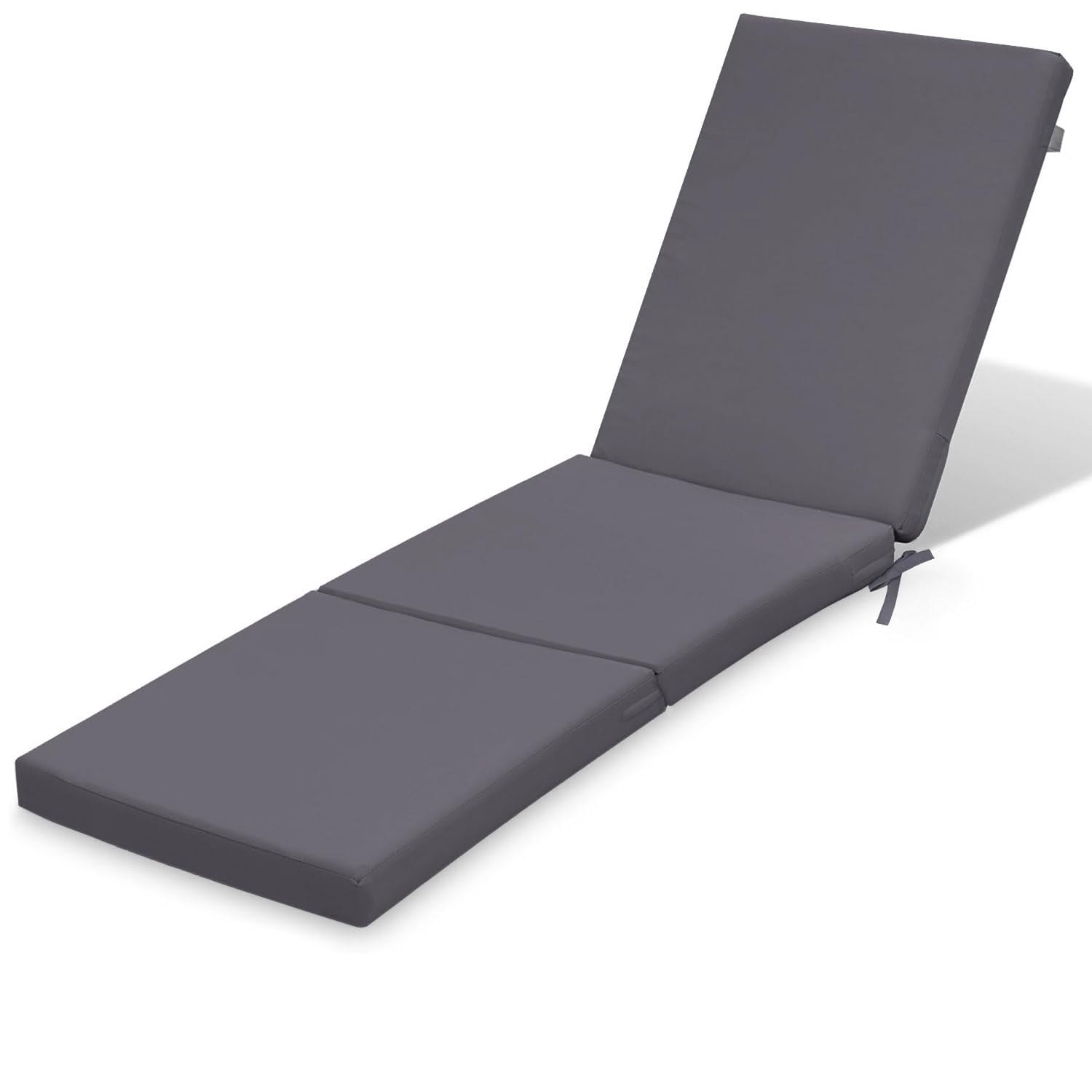 Ferocity Coussin pour Chaise Longue de Jardin 192x58x4 cm Pliable | Coussin pour Chaise Longue à roulettes résistant aux intempéries et Lavable avec Housse Amovible | Modèle Gris FONCÉ Graphite [145]