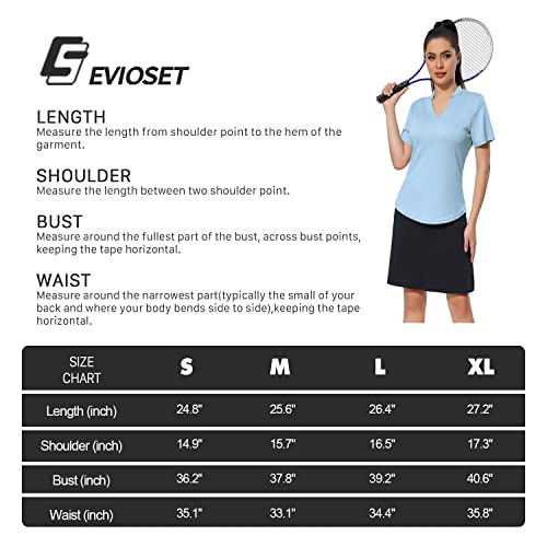 Evioset Womens Golf Shirts Mesh V Neck Lightweight Moisture Wicking Quick Dry Short Sleeve Tennis Polo Shirts Light Blue Xl #TOP5