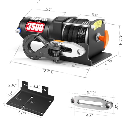 Hedgfox HGFX 3500N 3500 Lb Electric Winch Kit Synthetic Rope Waterproof Ip65 With Wireless Remote Control And Wired Remote Control Atv Utv Towing,Boat,Off-Road thumb #1