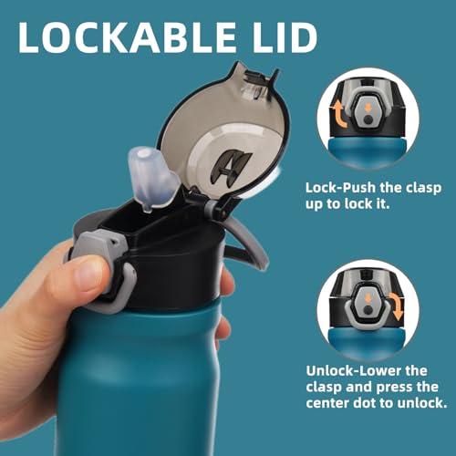 Image of Konokyo 18 oz Insulated Stainless Steel Sports Water Bottle with Straw Lid