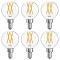 Dimmable E12 LED Bulbs 60 Watt Equivalent, 6 PACK G16.5 Small Globe 6W LED Light Bulbs, Soft White 3000K E12 LED Candelabra Light Bulb 60W for Chandelier, Ceiling Fan, Vanity Lights, 600LM, CRI80+